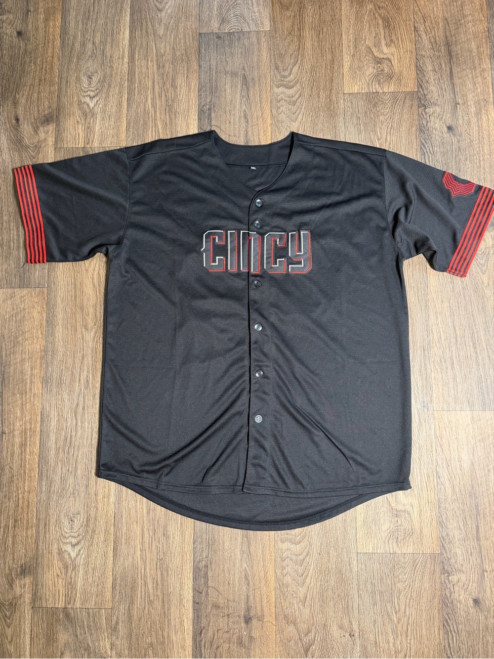 Black Cincy Short-Sleeve Baseball Shirt